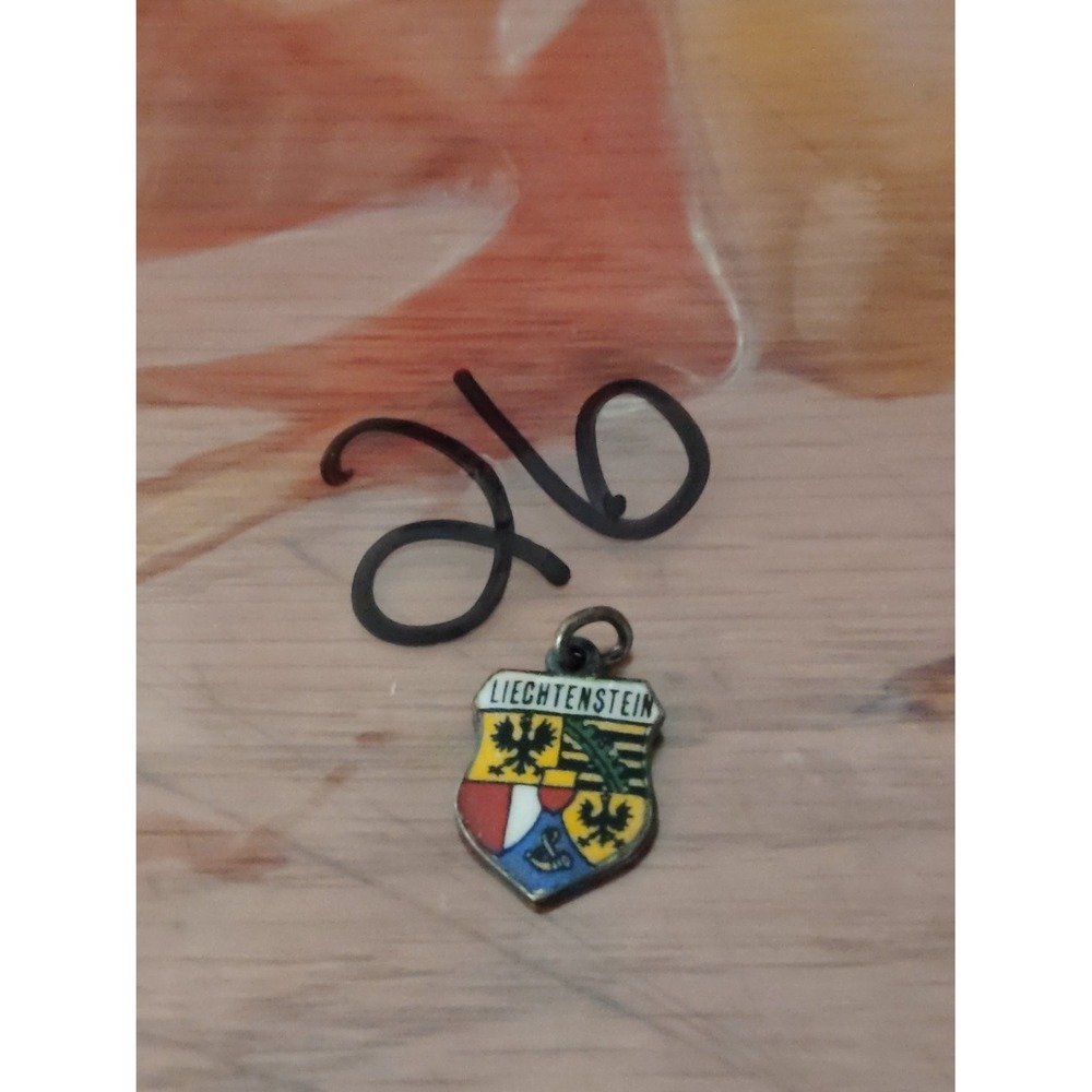 Vintage Liechtenstein Coat of Arms Enamel Travel Shield Charm Souvenir Pendant